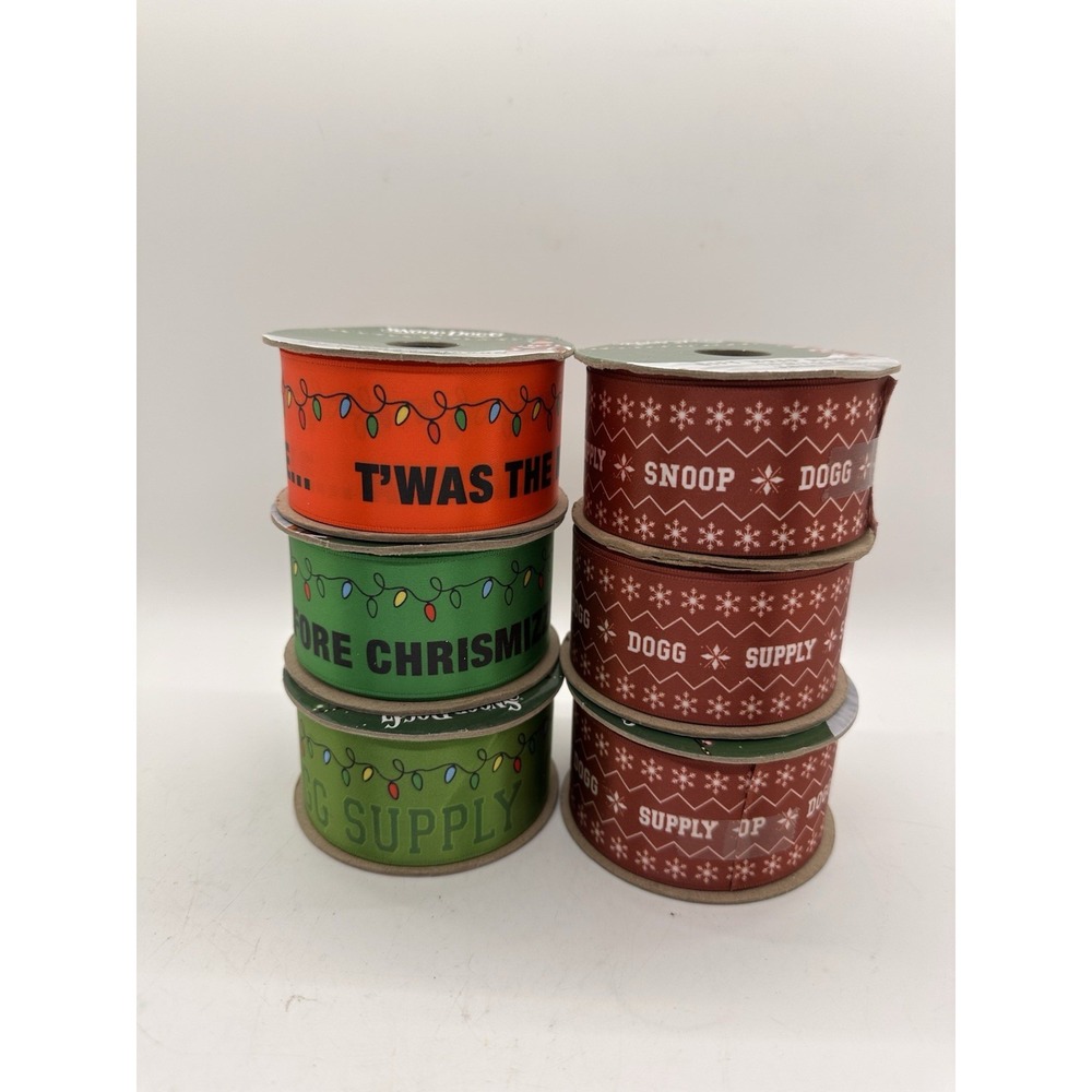 Snoop Dogg Holiday Gift Wrap Ribbon Lot of 6 Christmas Rap Hip Hop Dogg‎ Supply
